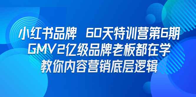（6798期）小红书品牌 60天特训营第6期 GMV2亿级品牌老板都在学 教你内容营销底层逻辑-咩咩网络