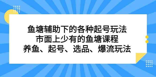 （6769期）鱼塘 辅助下的各种起号玩法，市面上少有的鱼塘课程 养鱼 起号 选品 爆流…-咩咩网络