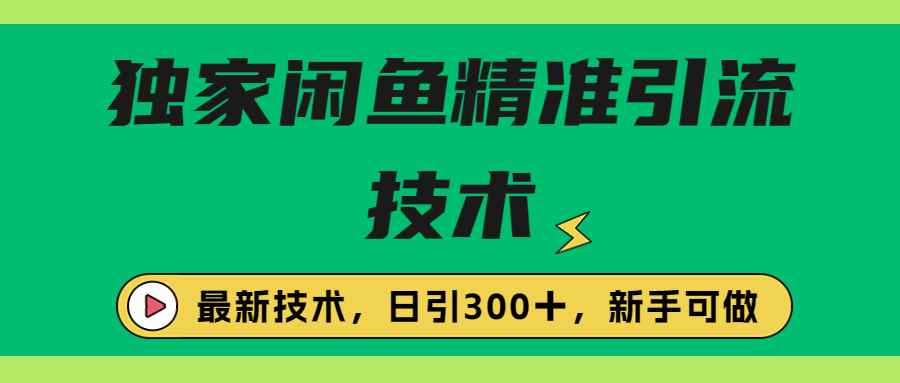 （6635期）独家闲鱼引流技术，日引300＋实战玩法-咩咩网络