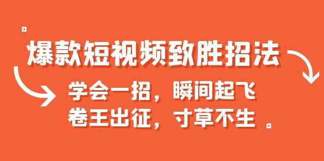 （6569期）爆款短视频致胜招法，学会一招，瞬间起飞，卷王出征，寸草不生-咩咩网络
