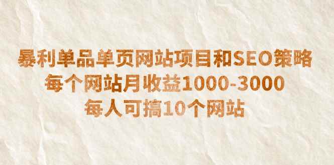 （6503期）暴利单品单页网站项目和SEO策略  每个网站月收益1000-3000  每人可搞10个-咩咩网络