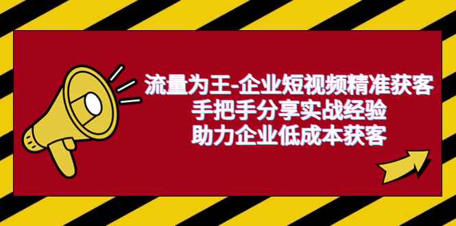 （6477期）流量为王-企业 短视频精准获客，手把手分享实战经验，助力企业低成本获客-咩咩网络