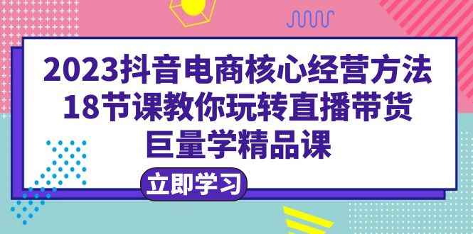 （6309期）2023抖音电商核心经营方法：18节课教你玩转直播带货，巨量学精品课-咩咩网络