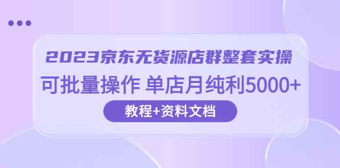 （6223期）2023京东-无货源店群整套实操 可批量操作 单店月纯利5000+63节课+资料文档-咩咩网络