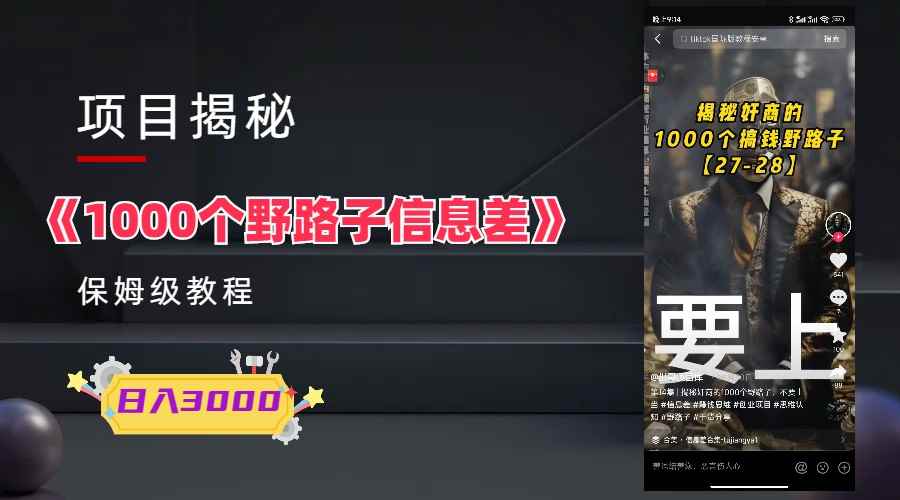 （6135期）1000个野路子信息差保姆式教程-单日变现3000+的玩法解密-咩咩网络