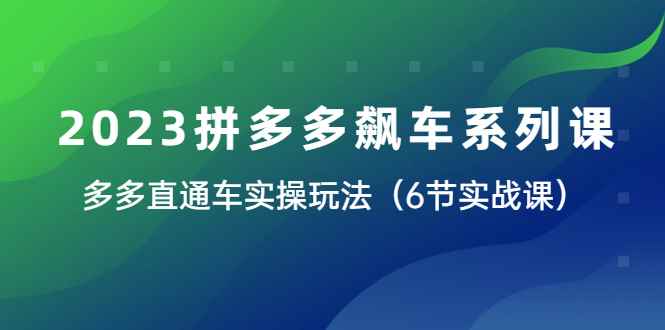 （6030期）2023拼多多飙车系列课，多多直通车实操玩法（6节实战课）-咩咩网络