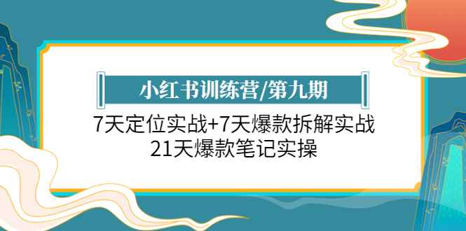 （6016期）小红书训练营/第九期：7天定位实战+7天爆款拆解实战，21天爆款笔记实操-咩咩网络