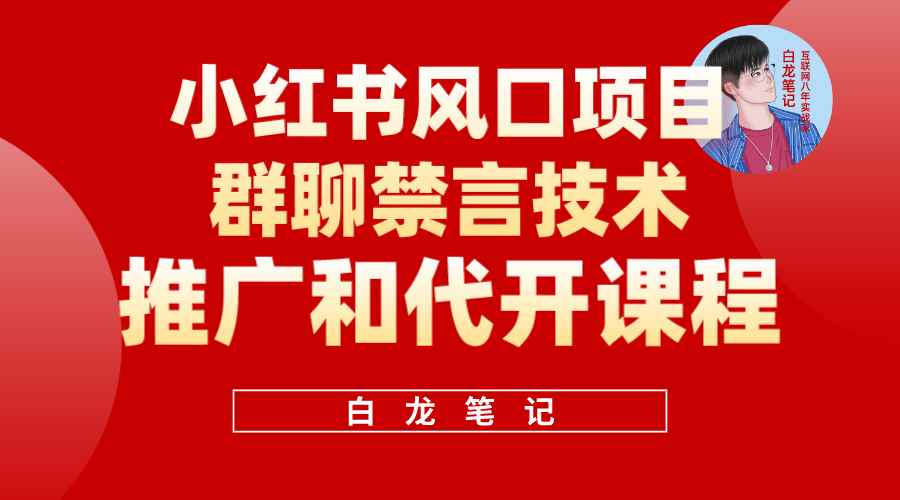 （5973期）小红书风口项目日入300+，小红书群聊禁言技术代开项目，适合新手操作-咩咩网络