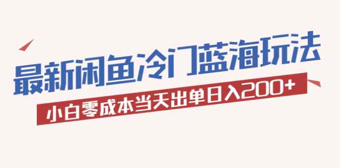 （5903期）2023最新闲鱼冷门蓝海玩法，小白零成本当天出单日入200+-咩咩网络