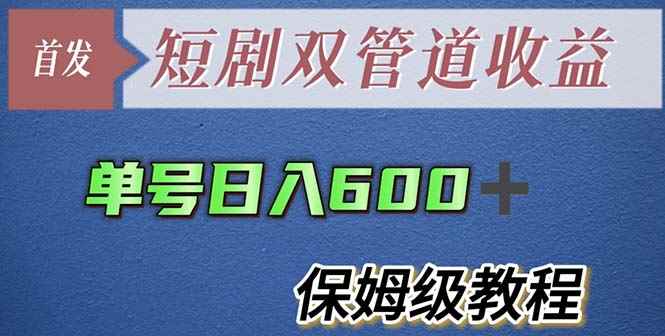（5850期）单号日入600+最新短剧双管道收益【详细教程】-咩咩网络