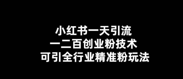（5819期）【引流必备】小红书一天引流一二百创业粉技术，可引全行业精准粉玩法-咩咩网络