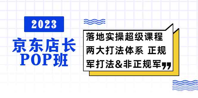 （5699期）2023京东店长·POP班 落地实操超级课程 两大打法体系 正规军&非正规军-咩咩网络