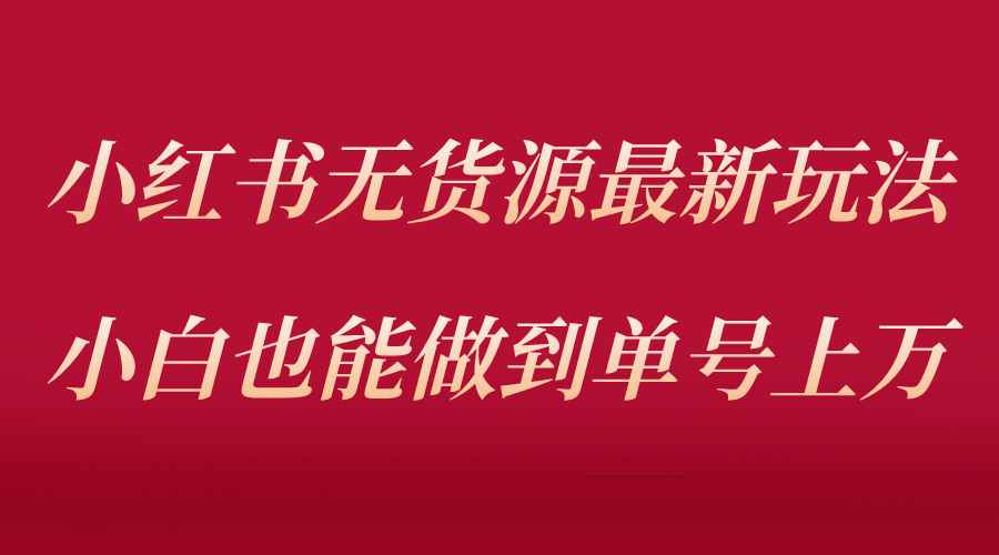 （5646期）小红书无货源最新螺旋起号玩法，电商小白也能做到单号上万（收费3980）-咩咩网络