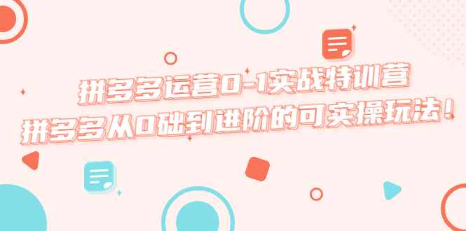（5521期）拼多多运营0-1实战特训营，拼多多从0础到进阶的可实操玩法！-咩咩网络
