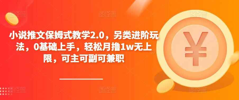 小说推文保姆式教学2.0，另类进阶玩法，0基础上手，轻松月撸1w无上限，可主可副可兼职-咩咩网络