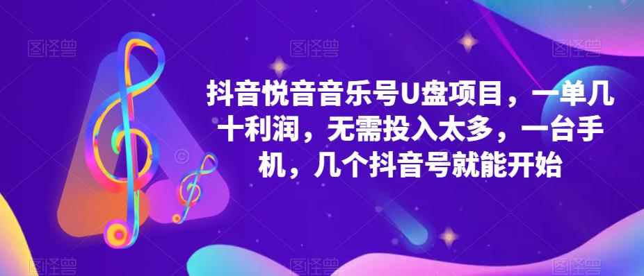 抖音音乐号U盘项目，一单几十利润，无需投入太多，一台手机，几个抖音号就能开始-咩咩网络