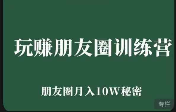 玩赚朋友圈系统课，朋友圈月入10W的秘密，​7天系统图文课程-咩咩网络