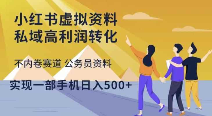 小红书虚拟资料私域高利润转化，不内卷赛道公务员资料，实现一部手机日入500+-咩咩网络