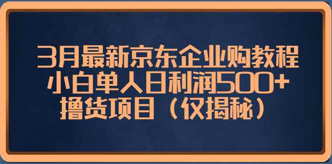 （5277期）3月最新京东企业购教程，小白单人日利润500+撸货项目（仅揭秘）-咩咩网络