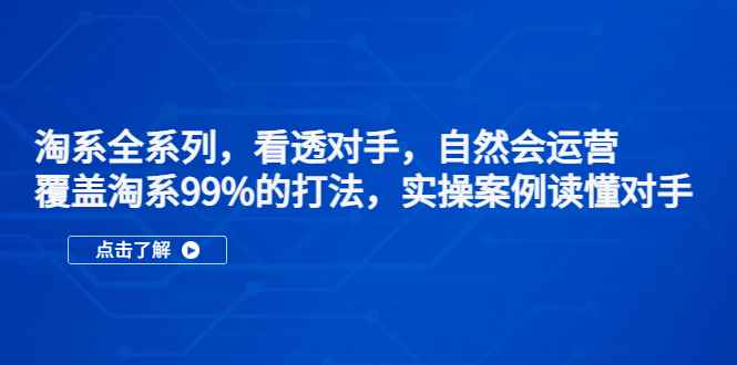 （5233期）淘系全系列，看透对手，自然会运营，覆盖淘系99%·打法，实操案例读懂对手-咩咩网络