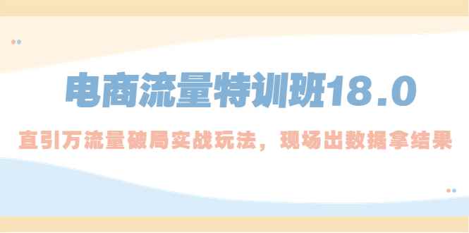 （5232期）电商流量特训班18.0，直引万流量破局实操玩法，现场出数据拿结果-咩咩网络
