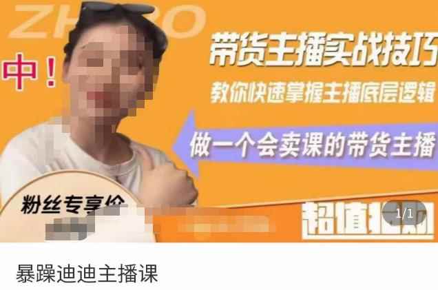 暴躁迪迪2023年主播课，带货主播实战技巧，教你快速掌握主播底层逻辑，做一个会卖课的带货主播-咩咩网络