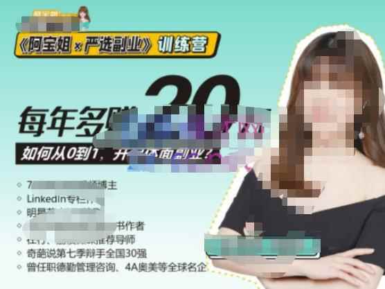 《阿宝姐×严选副业》训练营【Plus版】12期，帮助你找准适合自己的副业，开启斜杠人生-咩咩网络