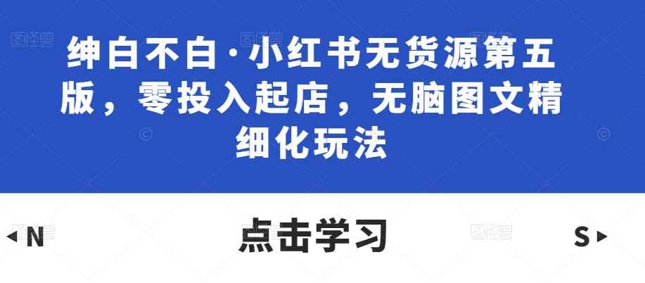 绅白不白·小红书无货源第五版，零投入起店，无脑图文精细化玩法-咩咩网络