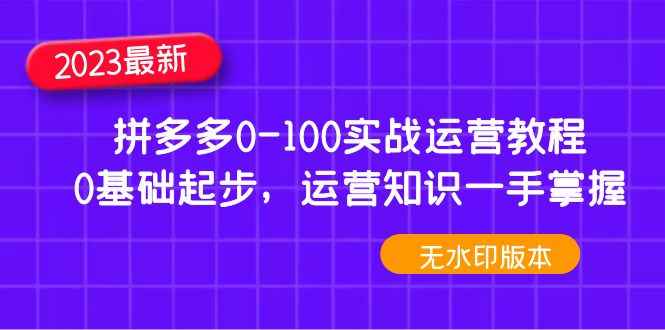（4835期）2023拼多多0-100实战运营教程，0基础起步，运营知识一手掌握（无水印）-咩咩网络