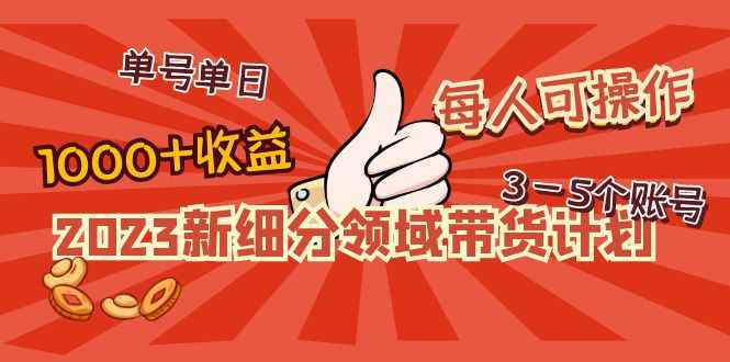 （4827期）2023新细分领域带货计划：单号单日1000+收益不难，每人可操作3-5个账号-咩咩网络