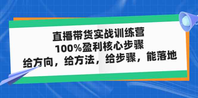 （4785期）直播带货实战训练营：100%盈利核心步骤，给方向，给方法，给步骤，能落地-咩咩网络