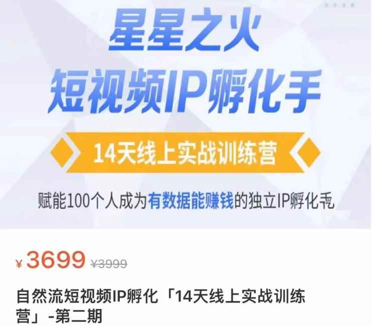 瑶瑶·自然流短视频IP孵化第二期，14天线上实战训练营，赋能100个人成为有数据能赚钱的独立IP孵化手-咩咩网络