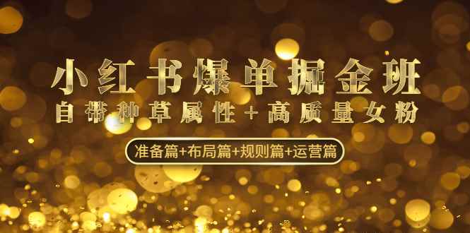 （4716期）小红书爆单掘金班：自带种草属性+高质量女粉 准备篇+布局篇+规则篇+运营篇-咩咩网络