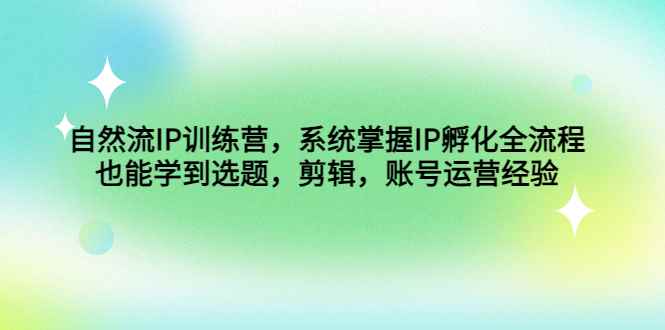 （4688期）自然流IP训练营，系统掌握IP孵化全流程，也能学到选题，剪辑，账号运营经验-咩咩网络