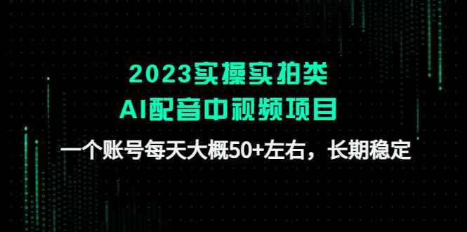 （4674期）2023实操实拍类AI配音中视频项目，一个账号每天大概50+左右，长期稳定-咩咩网络