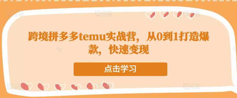 跨境拼多多temu实战营，从0到1打造爆款，快速变现-咩咩网络