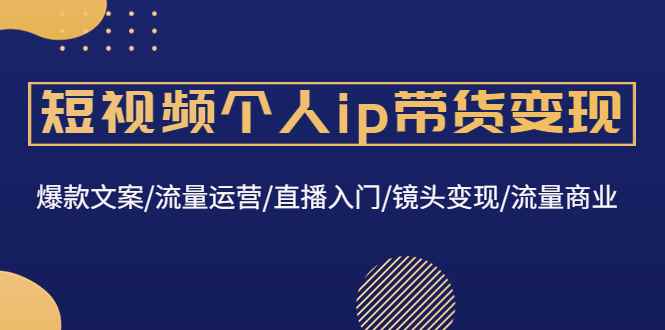 （4595期）短视频个人ip带货变现：爆款文案/流量运营/直播入门/镜头变现/流量商业-咩咩网络