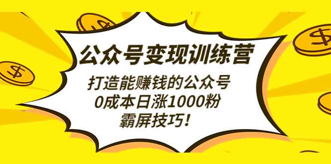 （4585期）公众号变现训练营（第3期）打造能赚钱的公众号，0成本日涨1000粉，霸屏技巧-咩咩网络