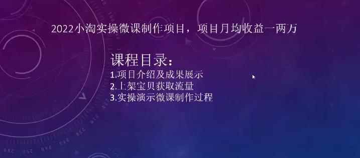 2022小淘实操微课制作项目，项目月均收益一两万-咩咩网络