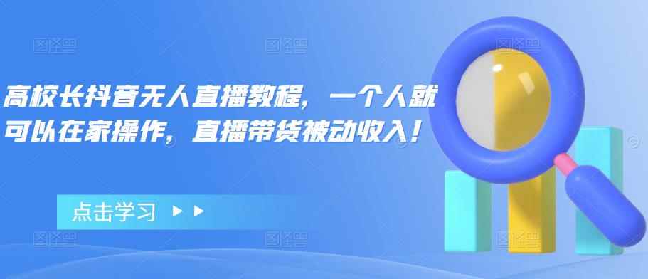 高校长抖音无人直播教程，一个人就可以在家操作，直播带货被动收入！-咩咩网络