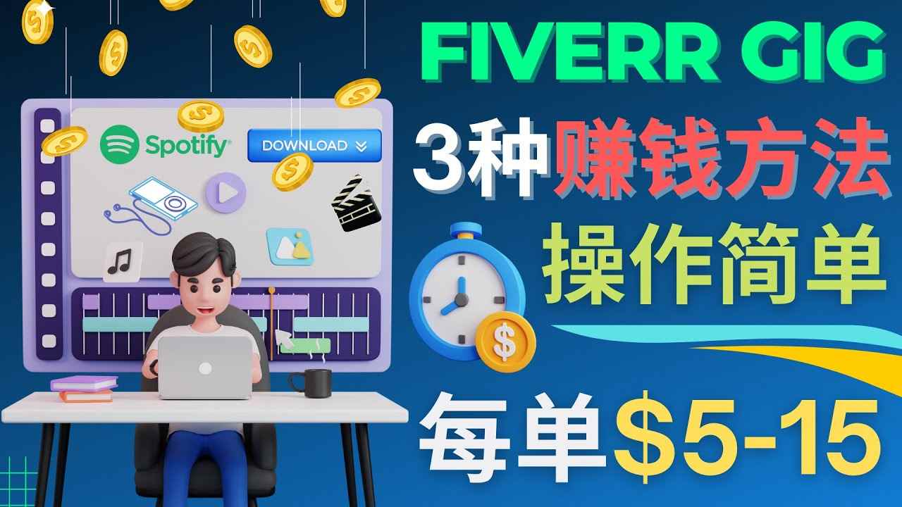 （4495期）每5分钟赚5美元，日赚100美元，3种简单的Fiverr赚钱技巧-咩咩网络