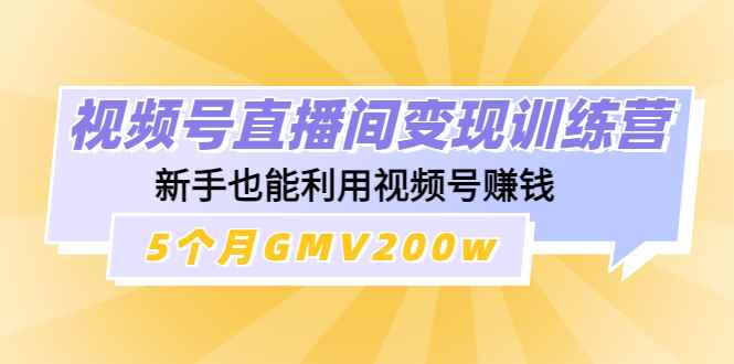 （4468期）视频号直播间变现训练营：新手也能利用视频号赚钱，5个月GMV200w-咩咩网络
