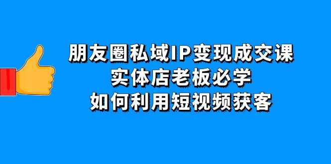（4436期）朋友圈私域IP变现成交课：实体店老板必学，如何利用短视频获客-咩咩网络