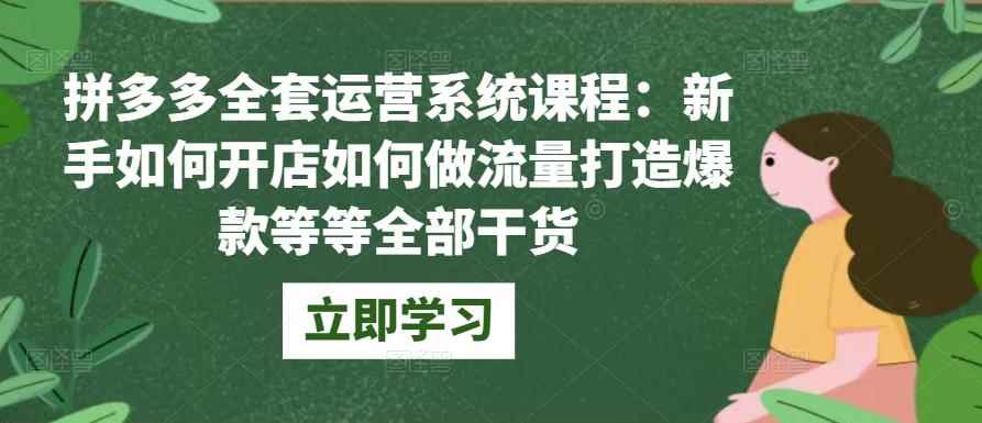 拼多多全套运营系统课程：新手如何开店如何做流量打造爆款等等全部干货-咩咩网络