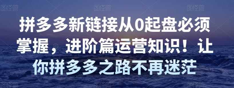 拼多多新链接从0起盘必须掌握，进阶篇运营知识！让你拼多多之路不再迷茫-咩咩网络