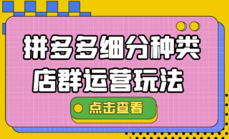（4373期）拼多多细分种类店群运营玩法3.0，11月最新玩法，小白也可以操作-咩咩网络