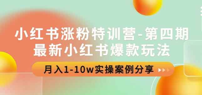 小红书涨粉特训营-第四期：最新小红书爆款玩法，月入1-10w实操案例分享-咩咩网络