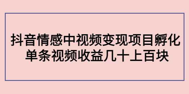 （4282期）黄岛主副业孵化营第5期：抖音情感中视频变现项目孵化 单条视频收益几十上百-咩咩网络