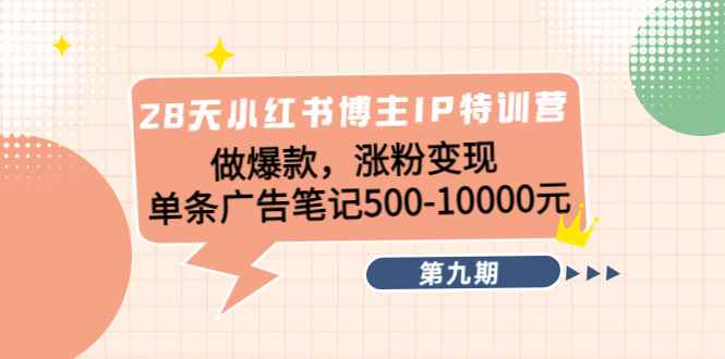 （4267期）28天小红书博主IP特训营《第9期》做爆款，涨粉变现 单条广告笔记500-10000-咩咩网络