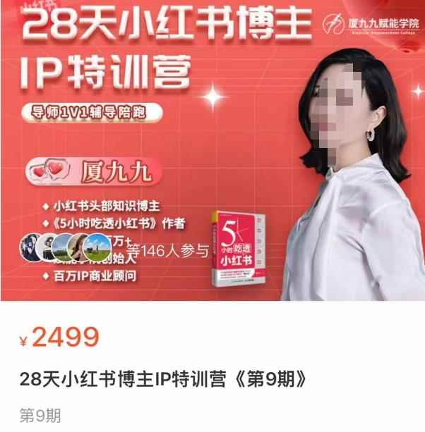 夏九九·28天小红书博主IP训练营，掌握小红书顶层逻辑，做爆款，涨粉变现-咩咩网络